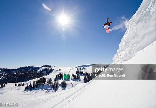 snowboarder jumping - snowboard jump bildbanksfoton och bilder