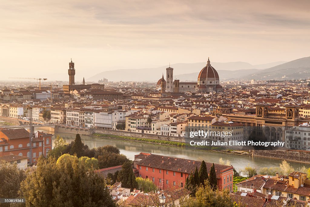 The city of Florence at sunset