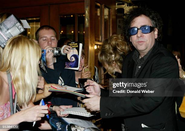 Director Tim Burton arrives on the red carpet during the arrivals for the TIFF premiere screening of 'Tim Burton's Corpse Bride' on September10, 2005...