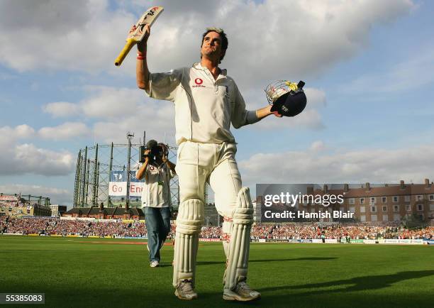Kevin Pietersen of England leaves the field after his innings of 158 during day five of the Fifth npower Ashes Test between England and Australia...