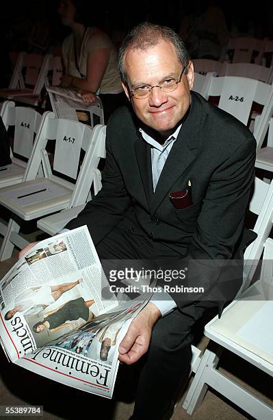Ed Nardoza, of Women's Wear Daily, attends the Cynthia Steffe Spring 2006 fashion show during Olympus Fashion Week at Bryant Park September 12, 2005...