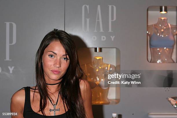 Actress Megan Fox in the Gap Body booth on day 4 of Olympus Fashion Week Spring 2006 at Bryant Park September 12, 2005 in New York City.