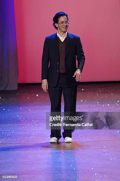 Designer Marc Jacobs takes a bow on the runway at the Marc Jacobs Spring 2006 fashion show during Olympus Fashion Week at the New York Armory...