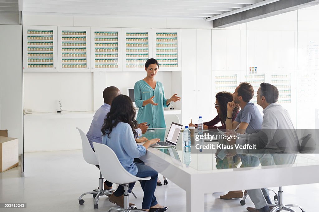 Businesswoman doing presentation at meeting