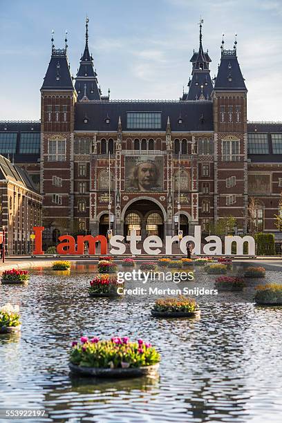 floating tulips at rijksmuseum - amsterdam museum stock pictures, royalty-free photos & images