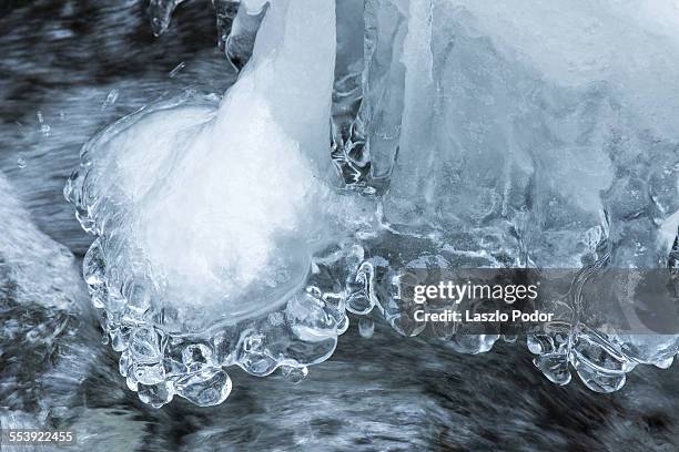 ice formations above a creek in bedford - bedford nuova scozia foto e immagini stock