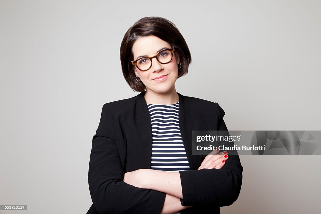 Young business woman smiling