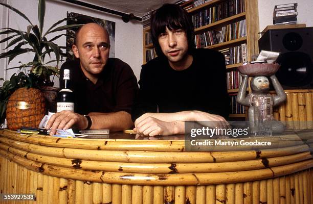 Bobby Gillespie of Primal Scream with record producer Adrian Sherwood, Aylesbury, United Kingdom, 1998.