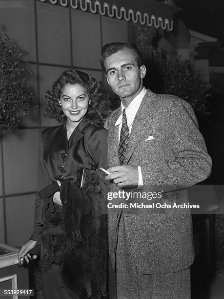 Actress Ava Gardner and actor Helmut Dantine attend an event in Los Angeles, California.