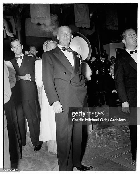 Actor Bert Lahr poses outside the Grauman's Chinese Theatre in Los Angeles, California.