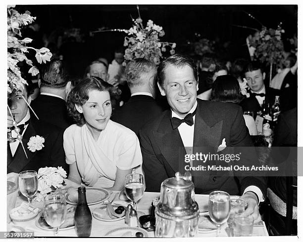 Actor Joel McCrea and wife Frances Dee attend an event in Los Angeles, California.
