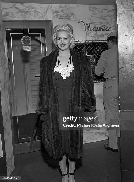 Actress Marilyn Maxwell poses as she attends an event in Los Angeles, California.
