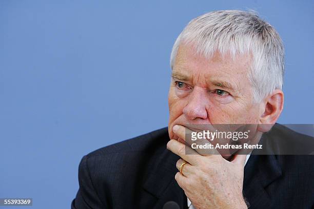 German Interior Minister Otto Schily attends a press conference September 13, 2005 in Berlin, Germany. The new collective agreement of the German...