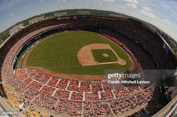 An overall view of Washington Nationals game against the Cincinnati Reds on August 25, 2005 at RFK Stadium in Washington D.C. The Reds defeated the...