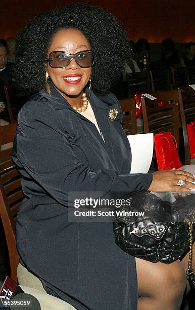 S Sophia Davis poses in the front row at the Multi By Bree Spring 2006 fashion show during Olympus Fashion Week at Bryant Park Grill on September 13,...