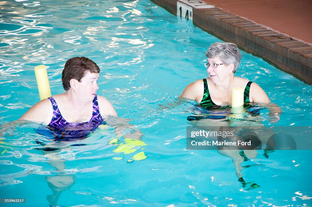 Senior women in pool