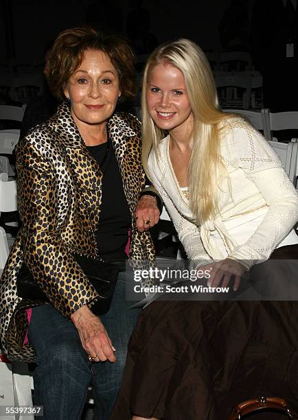 Marj Dusay and Crystal Hunt attend the Pamella Roland Spring 2006 fashion show during Olympus Fashion Week at Bryant Park September 13, 2005 in New...