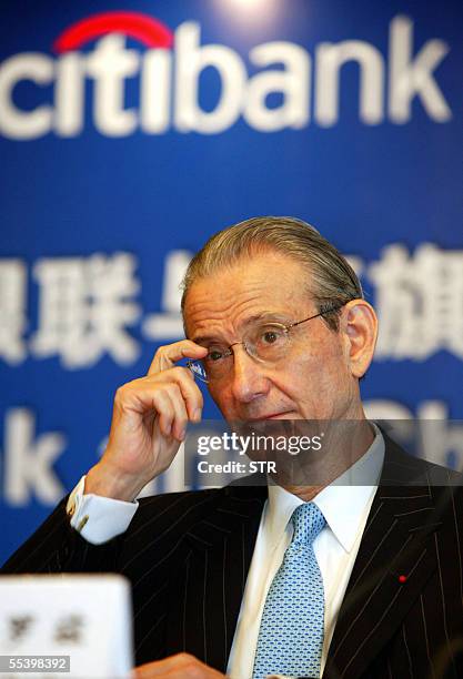 William Rhodes, Chairman of US banking giant Citibank, makes his address at the opening of Citibank's flagship branch in Shanghai 13 September 2005....