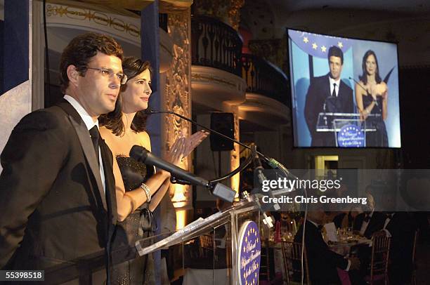 Carlos Bernard and Isabel Gonzalez speak during the National Hispanic Foundation For The Arts Annual 'Noche de Gala" at the Mayflower Hotel,...