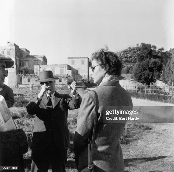 Swedish actress Ingrid Bergman on location outside Naples with her husband, film director Roberto Rossellini , 23rd May 1953. The couple are filming...