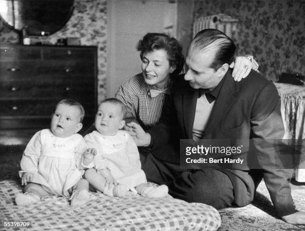 Swedish actress Ingrid Bergman in Naples with her husband, film director Roberto Rossellini , and their 11-month-old twins, Isabella and Ingrid, 23rd...