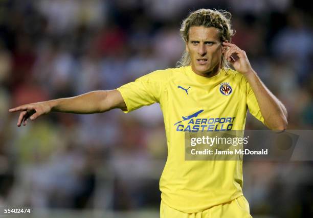 Diego Forlan of Villarreal looks on during the UEFA Champions League, Group D match between Villarreal and Manchester United at the Campo Municipal...