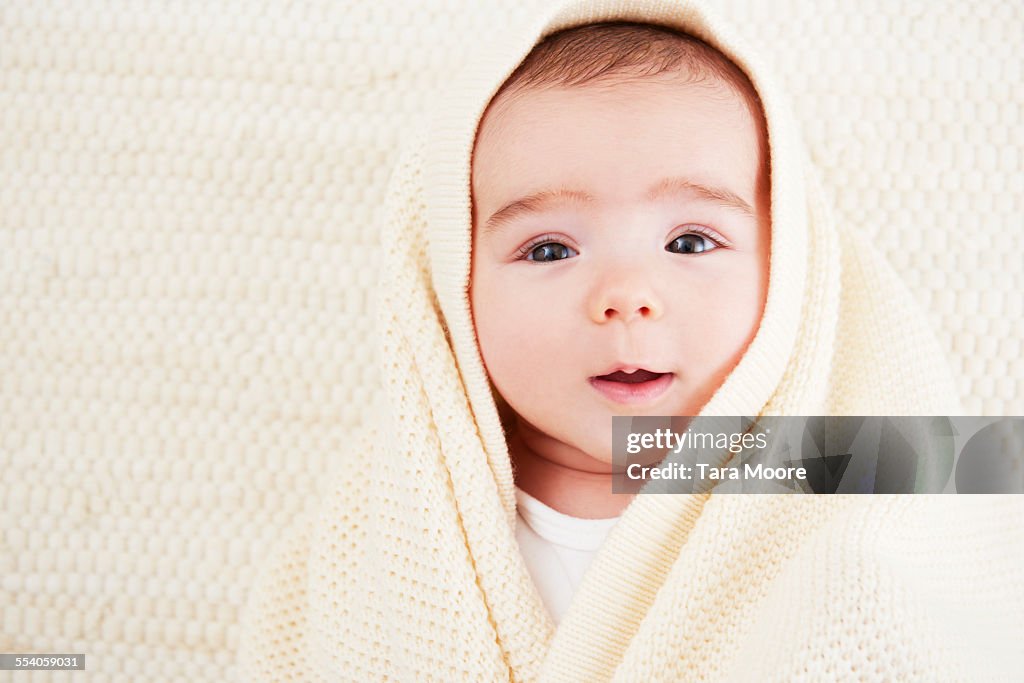 Baby wrapped in blanket