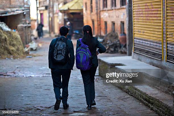 middle school students of nepal - nepal school stock pictures, royalty-free photos & images