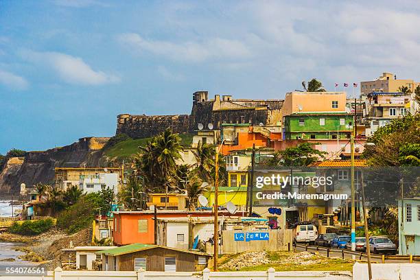 old san juan, view of la perla district - san juan puerto rico stock-fotos und bilder