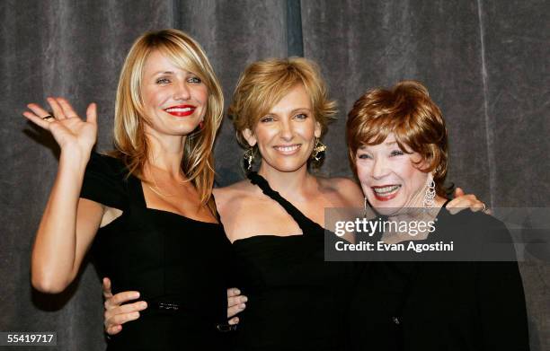 Actresses Cameron Diaz, Toni Collette and Shirley MacLaine attend the gala premiere of "In Her Shoes" at Roy Thomson Hall on September 14, 2005 in...