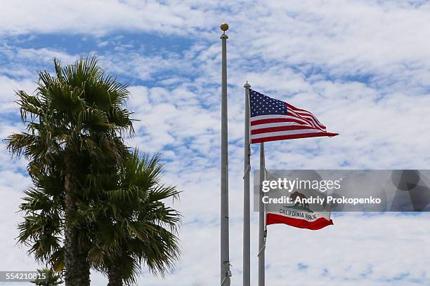 the flags of california and usa - california flag stockfoto's en -beelden
