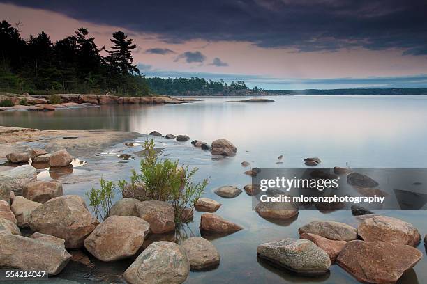 ontario rocks - killbear provincial park stockfoto's en -beelden