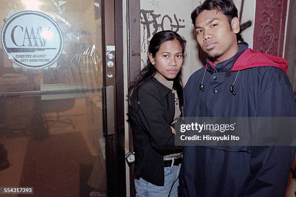 Workers at Committee Against Anti-Asian Violence in their East Village office on Wednesday night, November 17, 1999.This image:Chhaya Chhoum, left,...