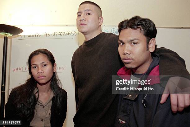 Workers at Committee Against Anti-Asian Violence in their East Village office on Wednesday night, November 17, 1999.This image:From left, Chhaya...