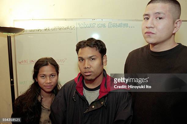 Workers at Committee Against Anti-Asian Violence in their East Village office on Wednesday night, November 17, 1999.This image:From left, Chhaya...
