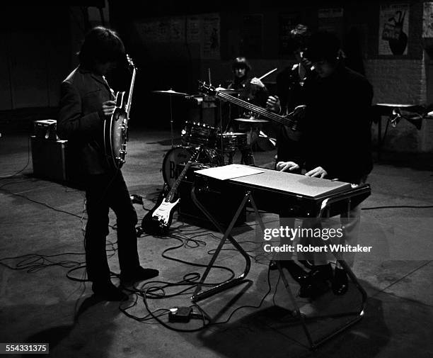 The Beatles are pictured at the Donmar Rehearsal Theatre in central London during rehearsals for their upcoming UK tour. November 1965.