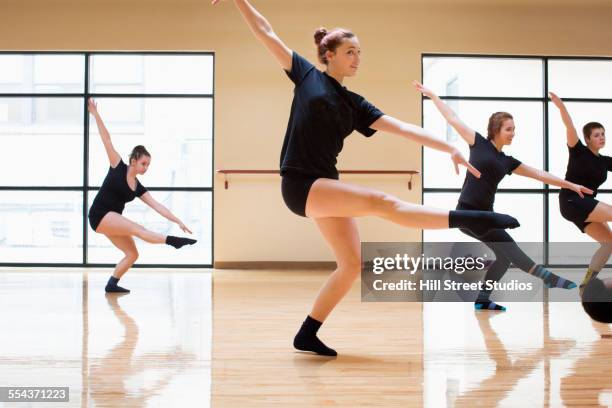 teenage dancers rehearsing in studio - street ballet stock pictures, royalty-free photos & images
