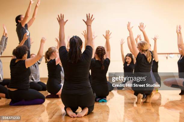 teenage dancers rehearsing in studio - secondary school sport stock pictures, royalty-free photos & images