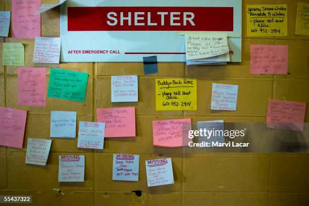 Missing Persons wall on September 2, 2005 at the Jackson Convention Center in Jackson, Mississippi where victims took refuge from Hurricane Katrina....