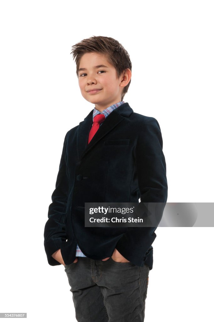 Young Asian Boy all dressed up for the Holidays