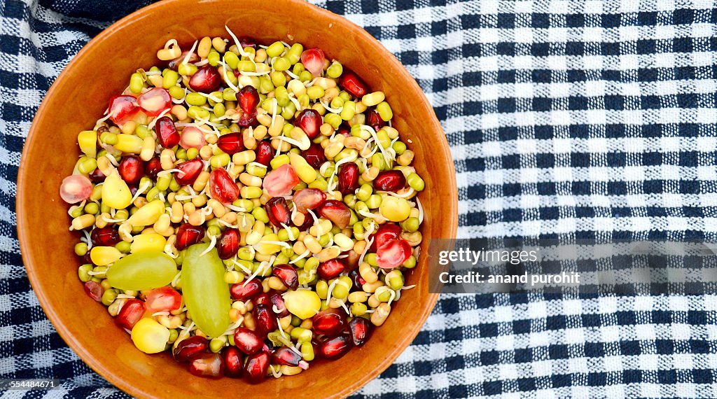 Sprouted beans and fruits salad, India