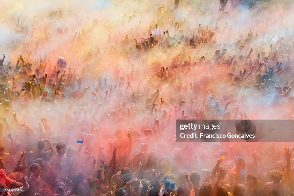 People participating in the Holi festival