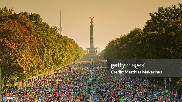 berlin marathon skyline with sunlight - berlin marathon stock pictures, royalty-free photos & images