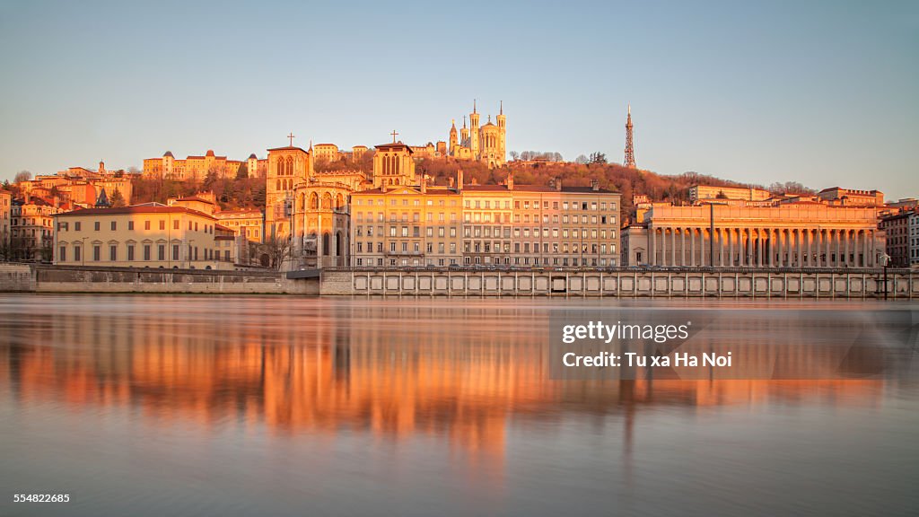 The bank of the Saone river in Lyon