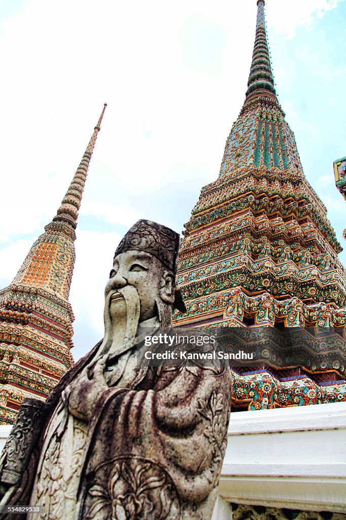 Monk statue in bangkok buddhist temple