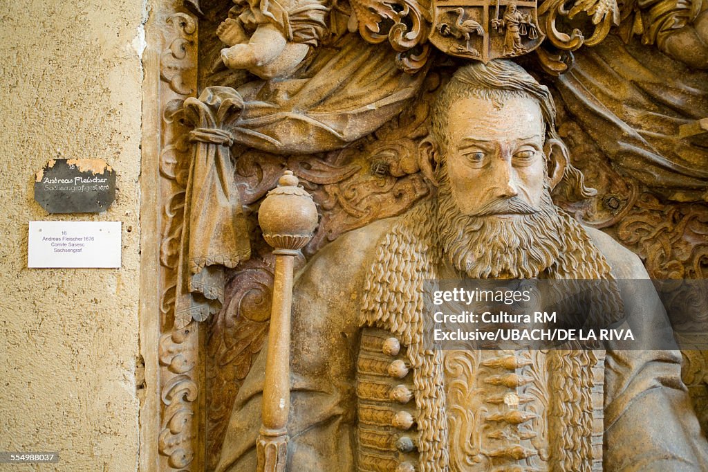 Tomb Stone, crypt in evangelical church, Sibiu, Romania, Europe