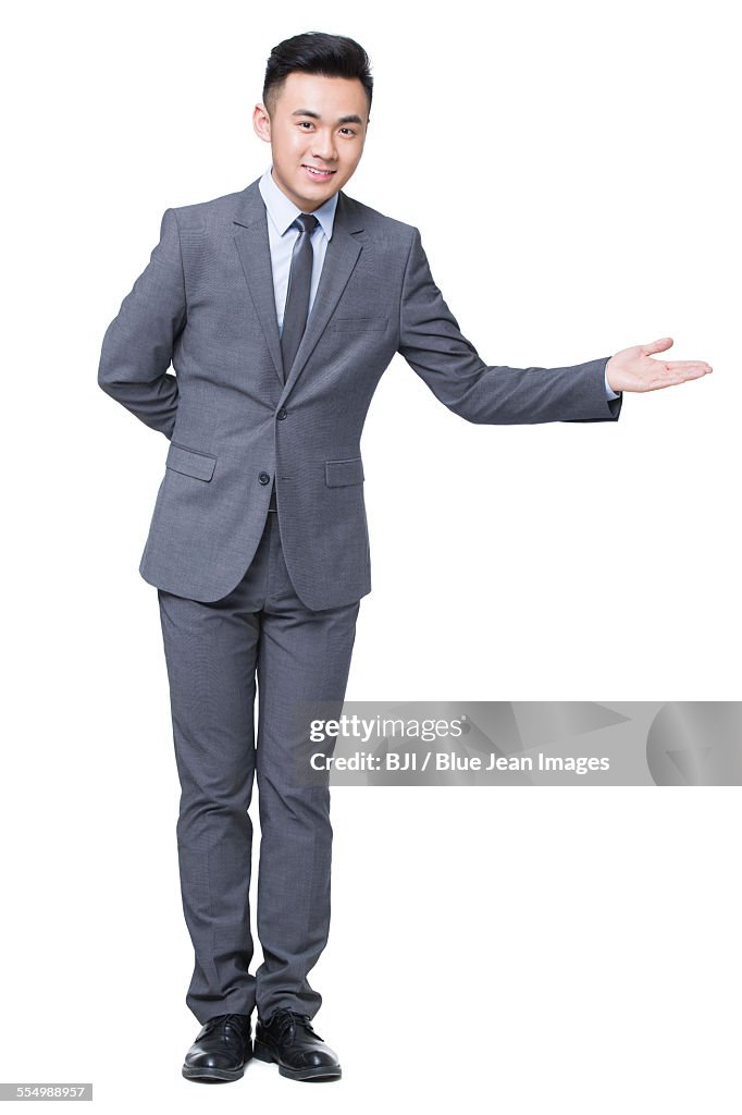 Young businessman greeting