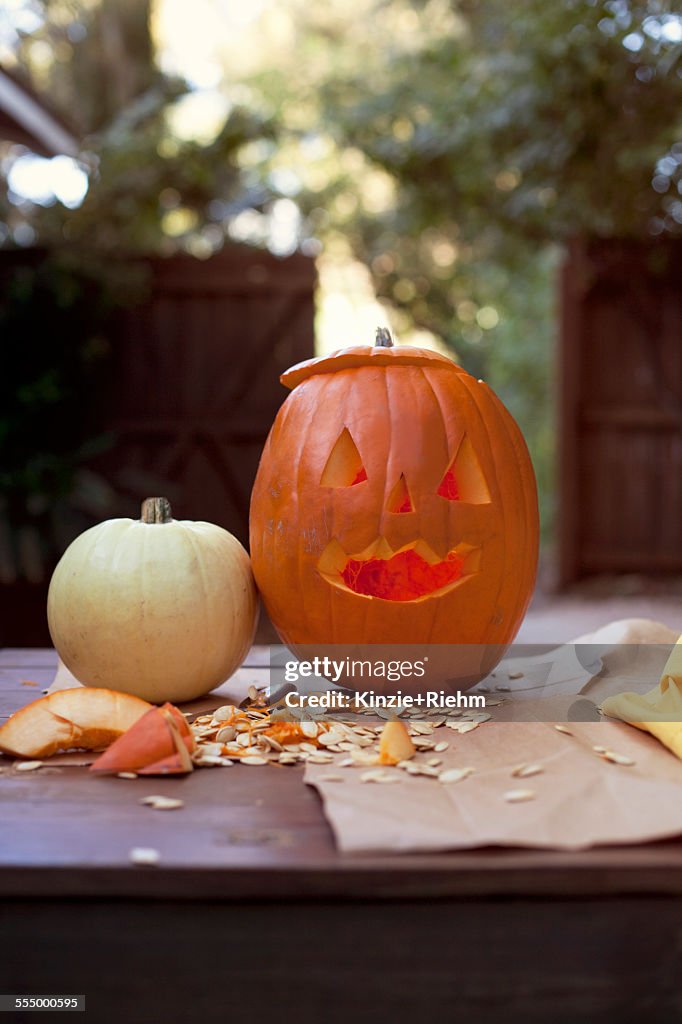 Carved pumpkin for Halloween