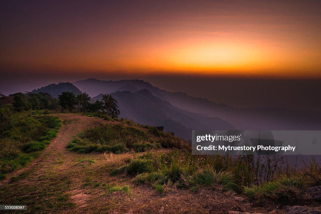 Sunrise scene at Phu chi fa