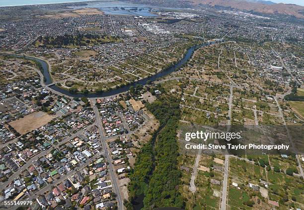 the green and red zones in - christchurch earthquakes stock pictures, royalty-free photos & images